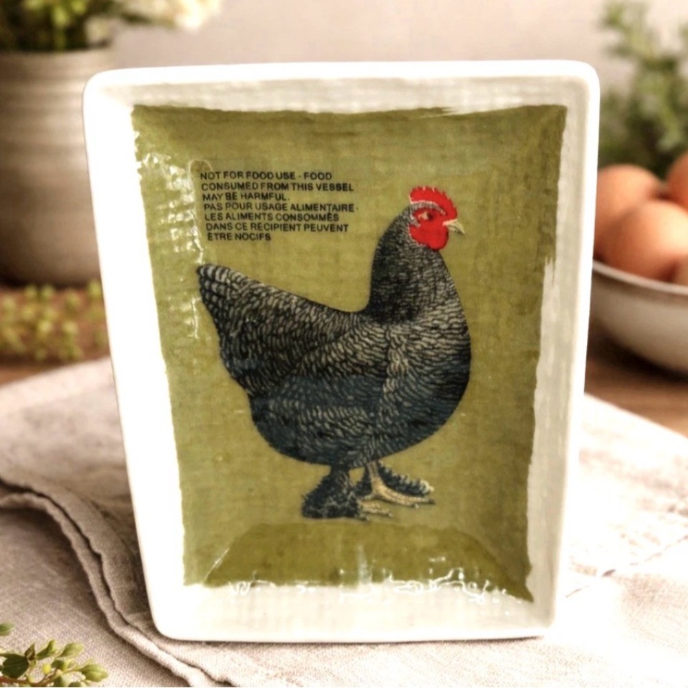 Ashland Trinket Mini Tray Dish Green Farmhouse Country Rooster Chicken Decor NEW